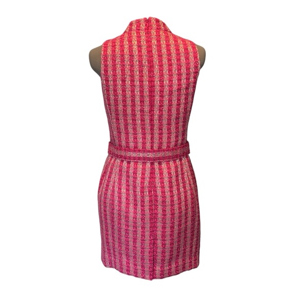J.Crew | NWT Pink Metallic Tweed Belted Mini Dress | Size 10 Petite (10P) - Picture 10 of 12
